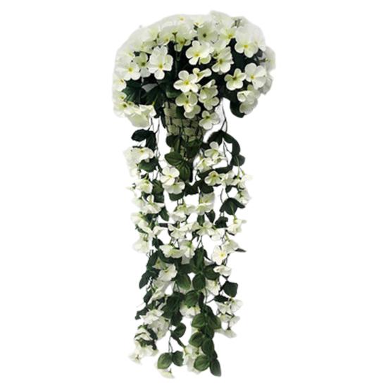 Artificial Hanging Violets Faux Violets with Flowers for Home Wall Vines Realistic Fake Window Box