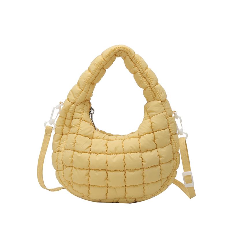 Pleated cloud bag women's autumn and winter new down cott handbag casual versatile bubble shoulder messenger bag