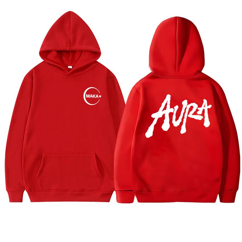 Hot Rapper Maka 2025 New In Album Aura Double Sided Printed Hoodie Unisex Vintage Fleece Pullovers Men Women Casual Sweatshirt