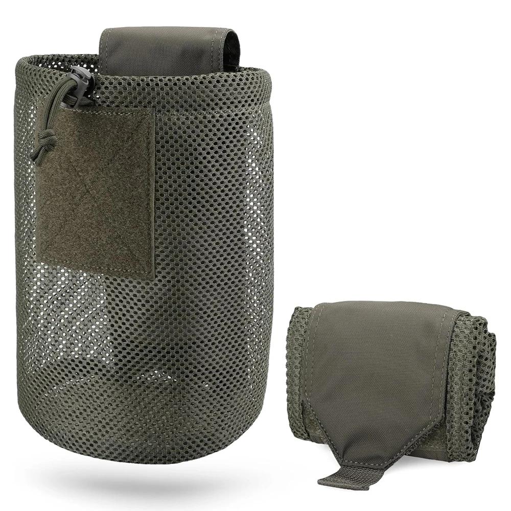 MOLLE Dump Pouch – Opvouwbare Trekkoord Magazine Utility Tas Opvouwbare Taille Tas met Mesh EDC Zak voor Jacht, Schieten groen