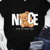 Nice Teddy Bear Print Women T Shirt Casual Short Sleeve O-Neck Cartoon Graphic Tees