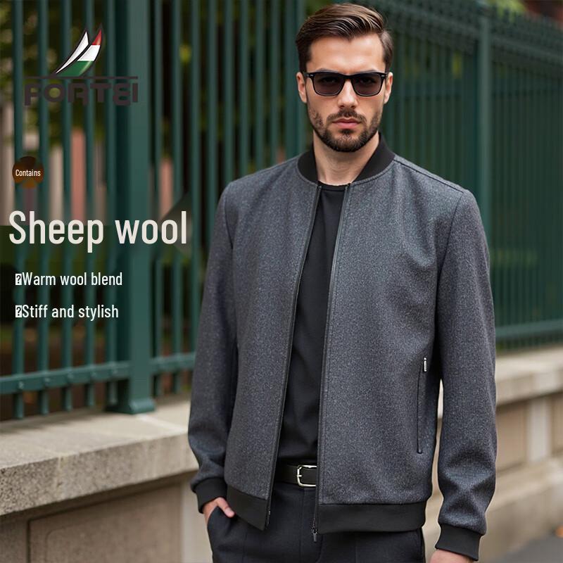 

Men s Wool Blend Baseball Collar Jacket L 50