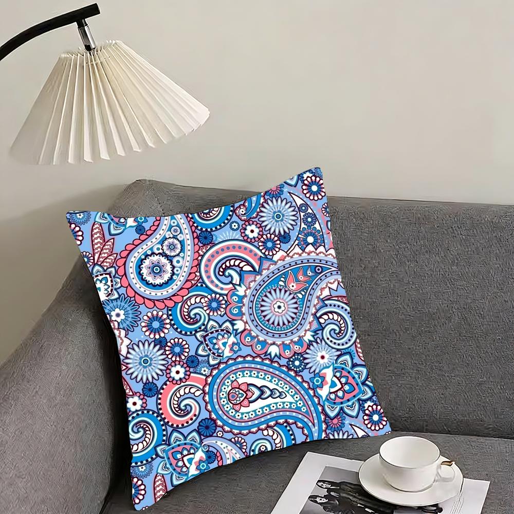 Painted Design PPaisleyS ART Cushion Cover Pillowcase Ultra Soft Skin Friendly Fabric Cloud Like Comfort Concealed Zipper