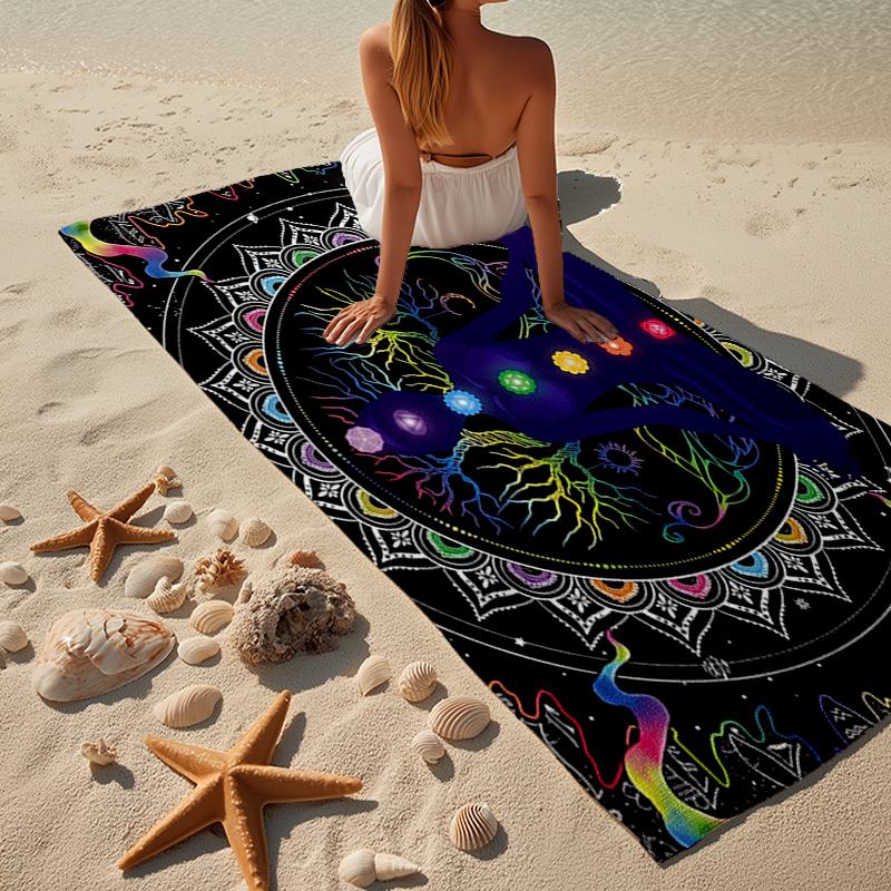 Moonlit Meditation Beach Towel, Super Soft Microfiber, Gift for Her/Him, Birthday, for Pool, Beach, Travel, Home Decor Fan gifts