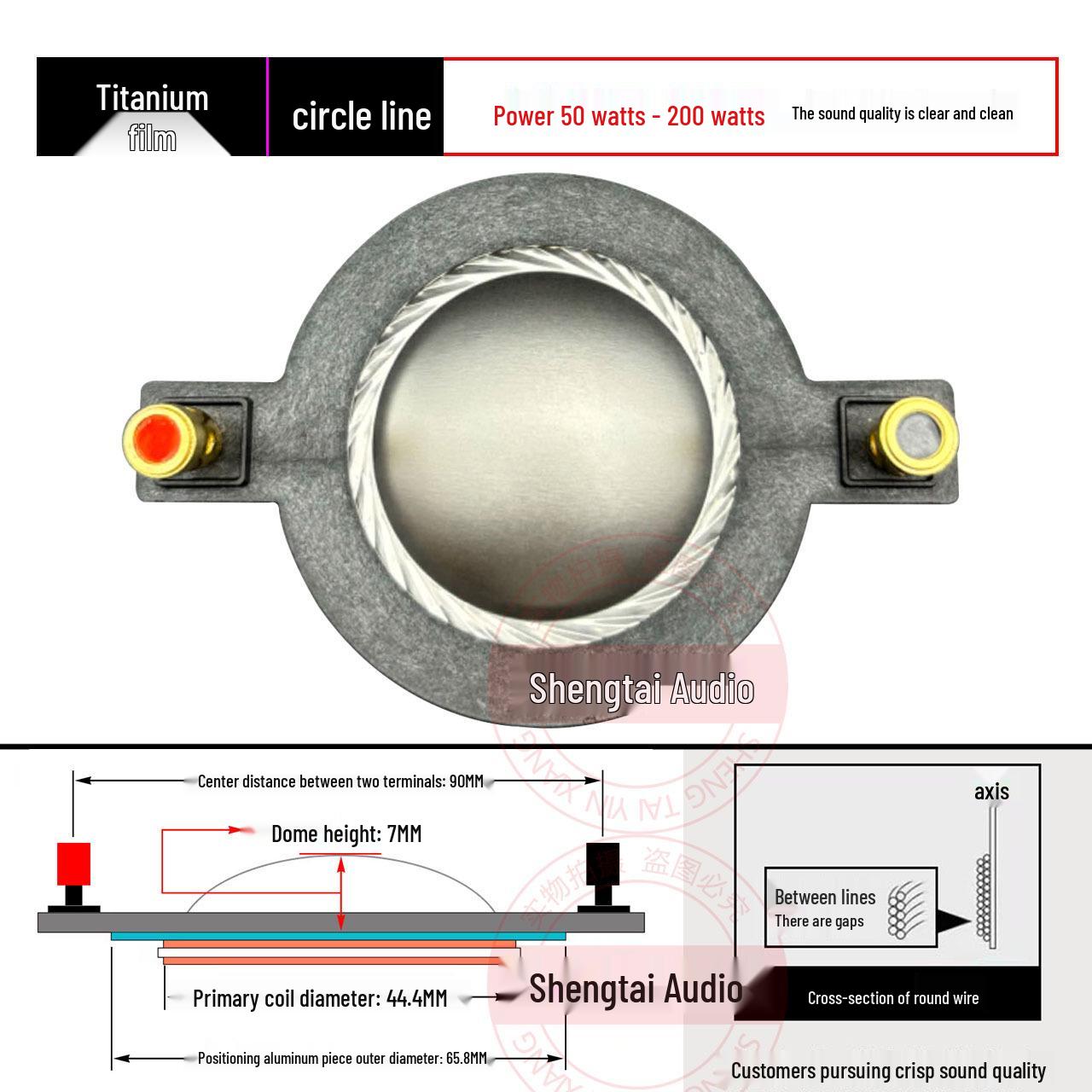 

44.4mm Tweeter Voice Coil with Pillar Titanium Diaphragm, Round Flat Wire, 44 Core Speaker Coil, Multiple Options Available