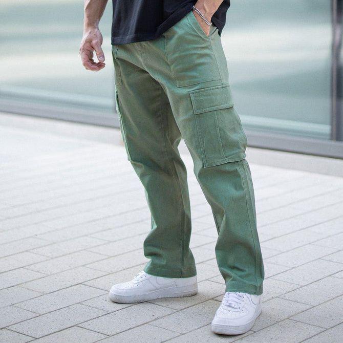 Herren Herbst Patchwork Cargo-Hose mit großen Taschen - Lässig, einfarbig, lockere Passform, schmaler Beinabschluss