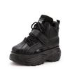 Genuine Leather High top Women Sneakers Wedge Chunky Heel Platform Ankle Height Increase Sports for Adult Women