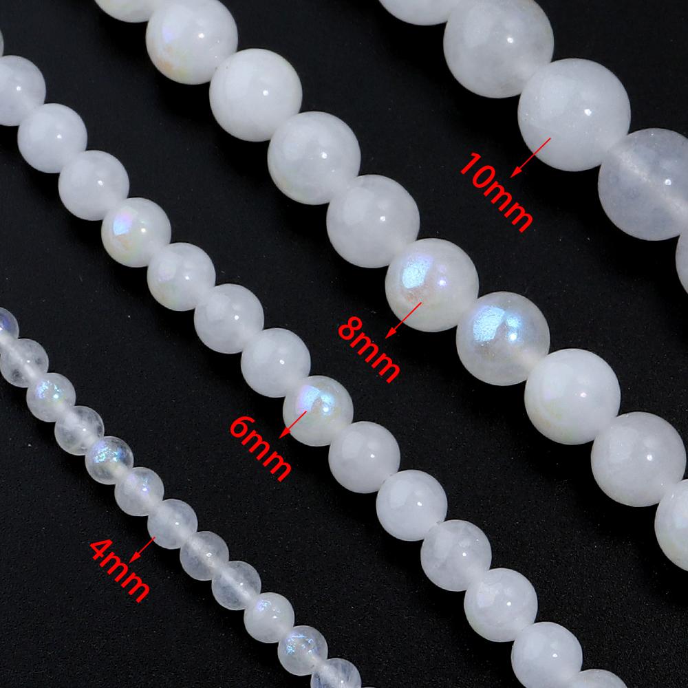 Apx 35-87pcs 4/6/8/10mm Round Moonstone Beads Loose Spacer Beads For Jewelry Making DIY Bracelet Necklace Earrings Accessories