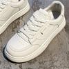 Women's Versatile White Canvas Sneakers - Flat, Thick Sole, Fashionable Spring/Autumn Casual Shoes