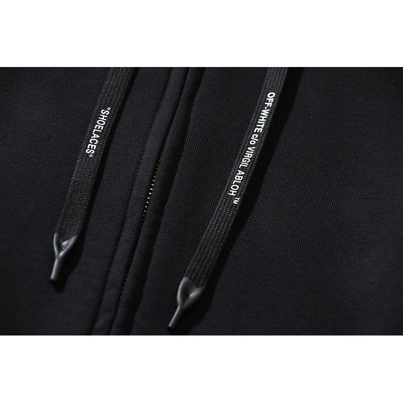 1292 Off-White 2025 Automne/Hiver Nouveau Sweat à capuche zippé pour hommes et femmes avec motif flèche peinture à l'huile imprimé