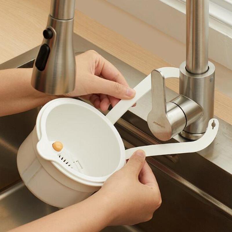 Hanging Sink Basket Button Drain Storage Split Filter Basket 1 Second Install for Kitchen Bathroom Space Saving Durable Plastic