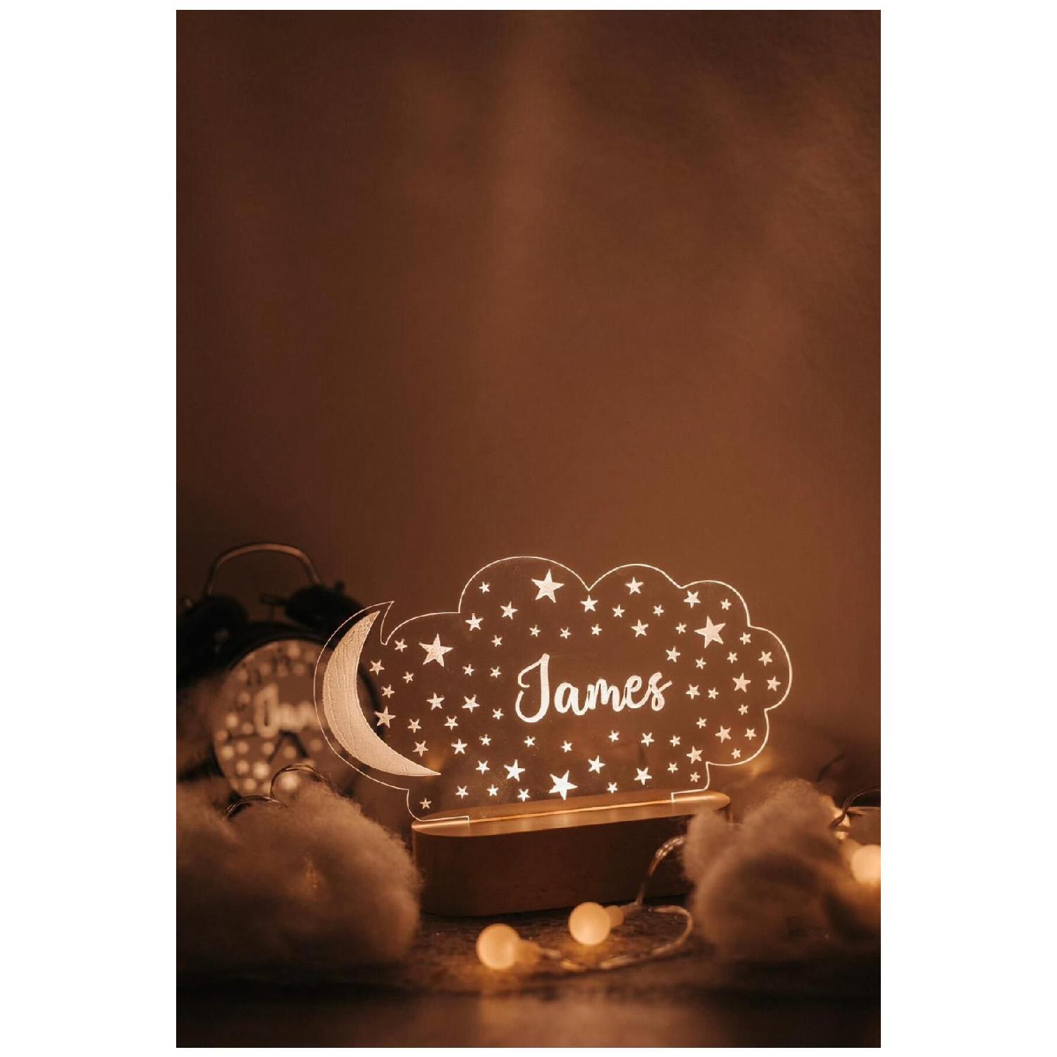 

Имя ребенка, индивидуальный ночник, декор детской комнаты, детский подарок чистый