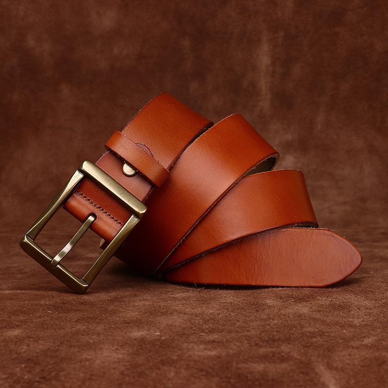 Retro Leather Top Layer Cowhide Belt for Men, Simple and Versatile, Light Luxury Style Casual Jeans Belt for Men