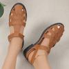 Fashion Fashion Closed Toe Rome Sandals Women 2025 Ankle Buckle Low Heel Beach Sandals Woman Cross Straps Non Slip Summer Sandles Female