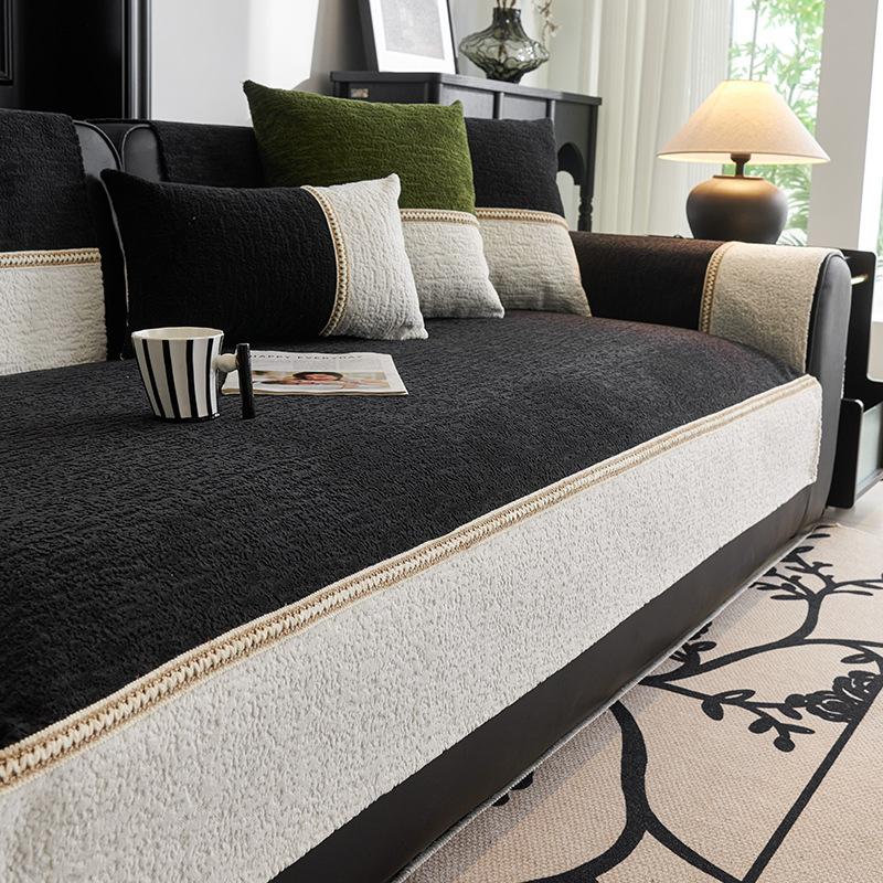 New Sofa Cushion Retro Style High-End Sense Four-Season Universal Seat Cushion Non-Slip Cat Scratch Straight Row Sofa Cover