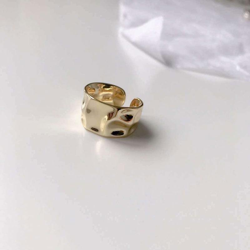 Korean Style Wide Band Retro Women's Irregular Open Ring - Trendy Index and Pinky Ring, Simple Fashion