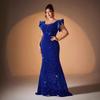 Plus Size Sequined Evening Dress Long Dress Birthday Party New Slim Fit Fishtail Formal Dress Flying Sleeve Sheath Waist Hugging Long Dress