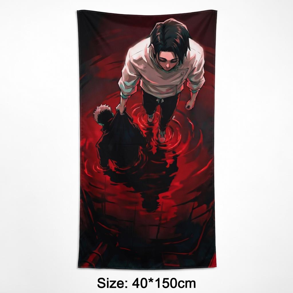 Anime Boy Tapestry Flat Print Blood Red Water Wall Hanging for Bedroom Vertical Manga Art Poster Teen Dorm Home Decor