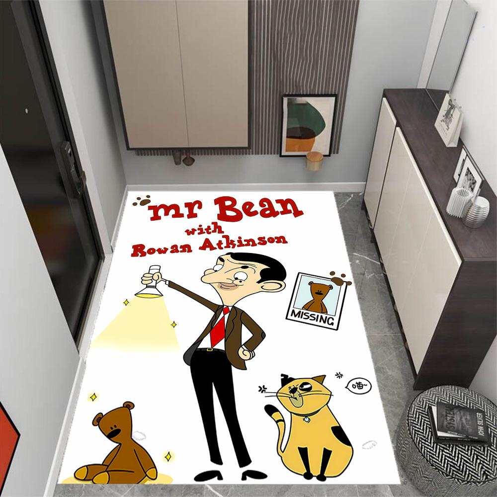 Mr Bean's Silly Adventure Themed Anti-Slip Rugs - Polyester Home Decor, Suitable for Bedrooms, Living Rooms, Doorways, Studios, and Decorations