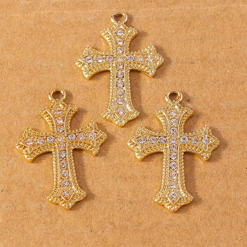10pcs 24*11mm Crystal Rhinestone Cross Charms Pendants for Necklace Earrings DIY Handmade Jewelry Making Accessories