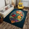 Colorful Floral Pattern Carpet, Bohemian Style, Dark Green Base Suitable for Use As an Anti-slip for Living Room Bedroom Sofas