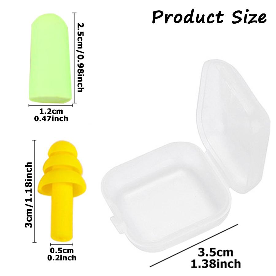 10Pairs Solid Color Anti Noise Sleep Silicone Earplugs with Mini Storage Box 2 Shape Available Water-resistant Swimming Earplugs