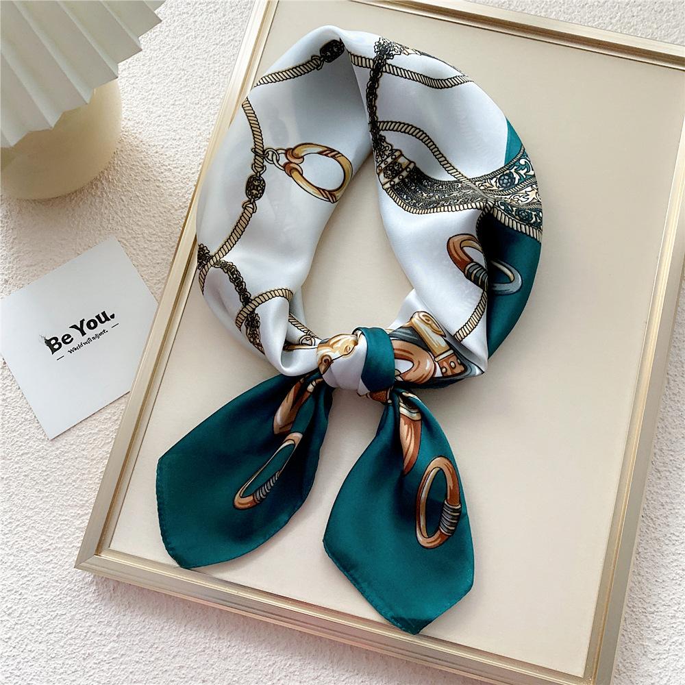 Modischer Dekorationsschal, Haarband, Krawatte, 70 cm, kleiner quadratischer Schal, Seidenschal, Damen, Frühling und Herbst, vielseitiger kleiner Schal, professioneller Schal