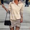 Autumn and Winter New European and American Women's Clothing Popular Full Plush Zipper Collar Cross Hem Hip Dress