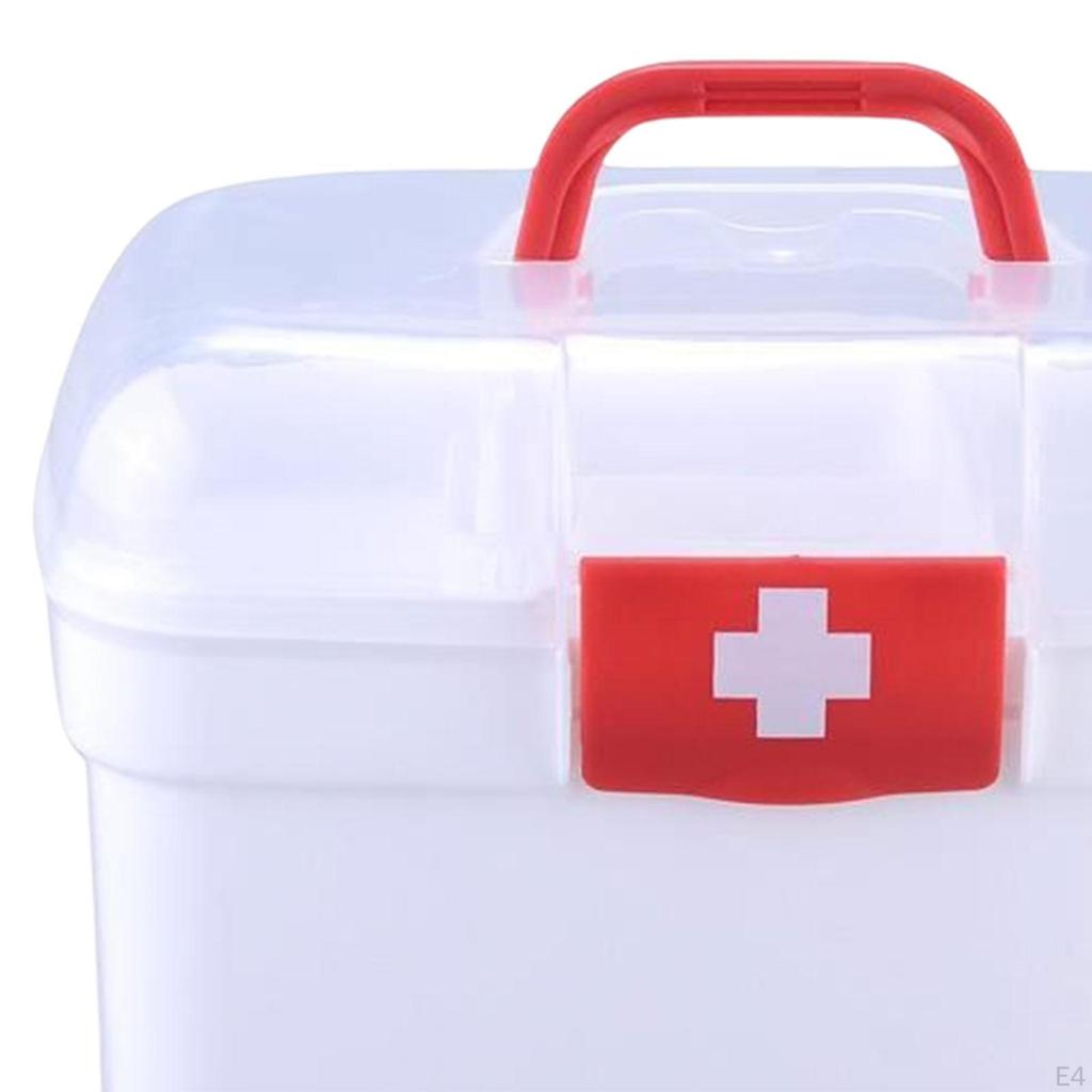 Family First Aid Medical Box Container 2-Layer Bin Storage Cosmetics Outdoor Activities Travel