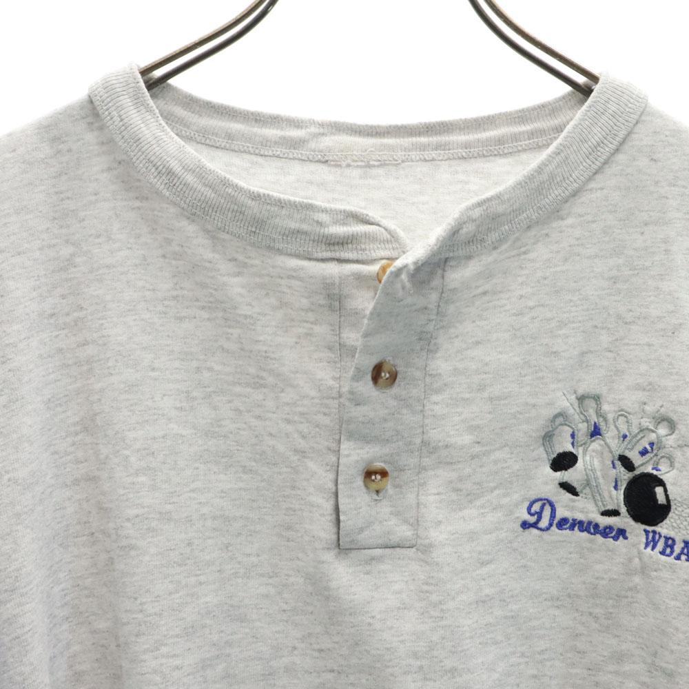 OLD 90s By Color Short Sleeve Single-stitch Henley Neck T-shirt Bowling Men's Used