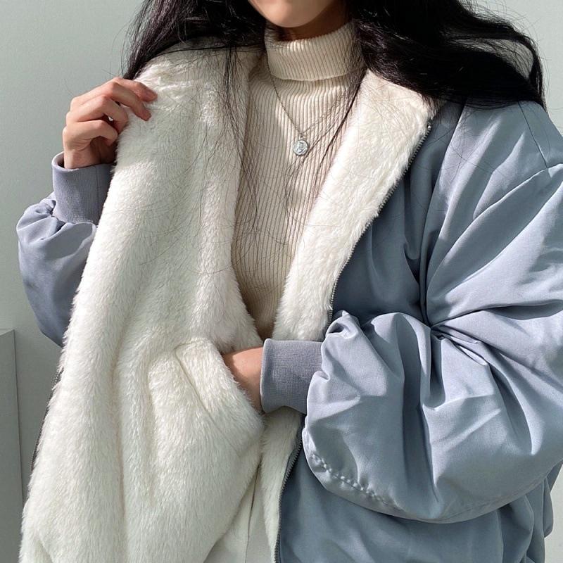 Jackets for Women Thick Warm Parkas Oversized Double Sided Hooded Coat Fashion Casual Loose Zip Up Jackets Coat