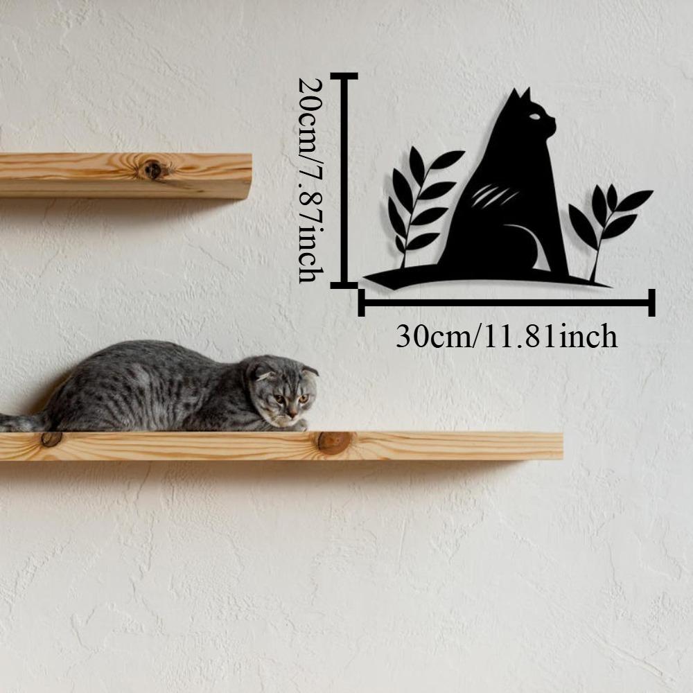 

Minimalist Metal Cat Wall Art Leaf Design Home Decor for Cat Lovers 12in