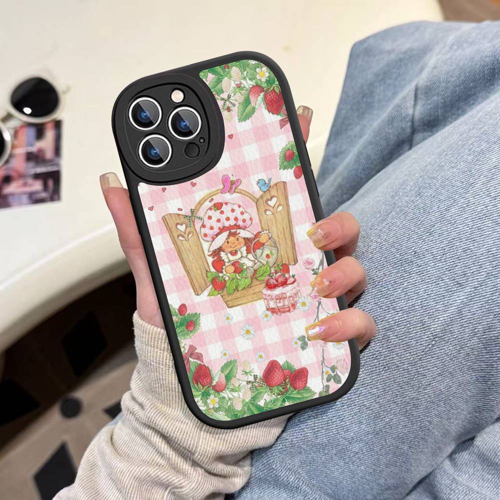 S-Strawberry-shortcake Girl Phone Case For IPhone 15 14 13 12 11 16 Pro Max Plus Leather Soft Cover