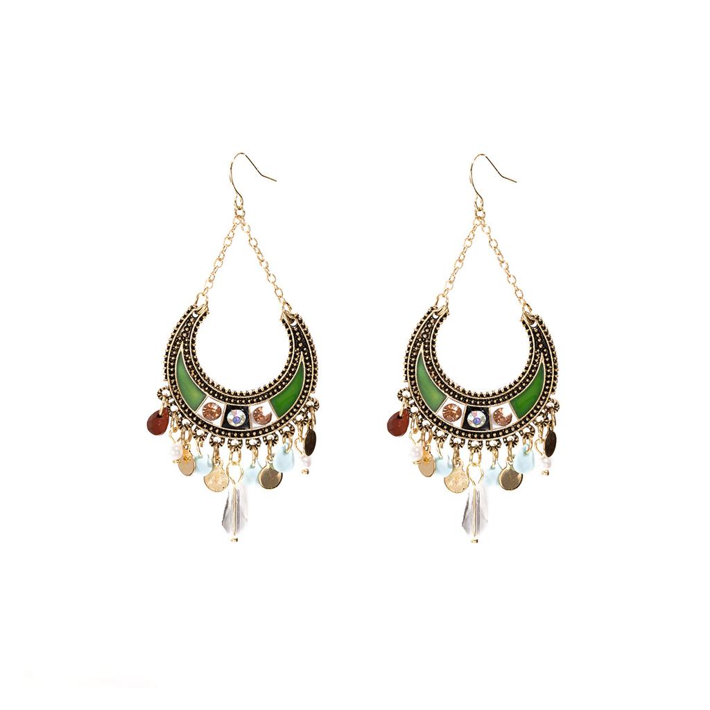 Bohemian Ethnic Style Long Fringed Earrings Temperament Retro Stud Earrings Light Luxury High-End Earrings