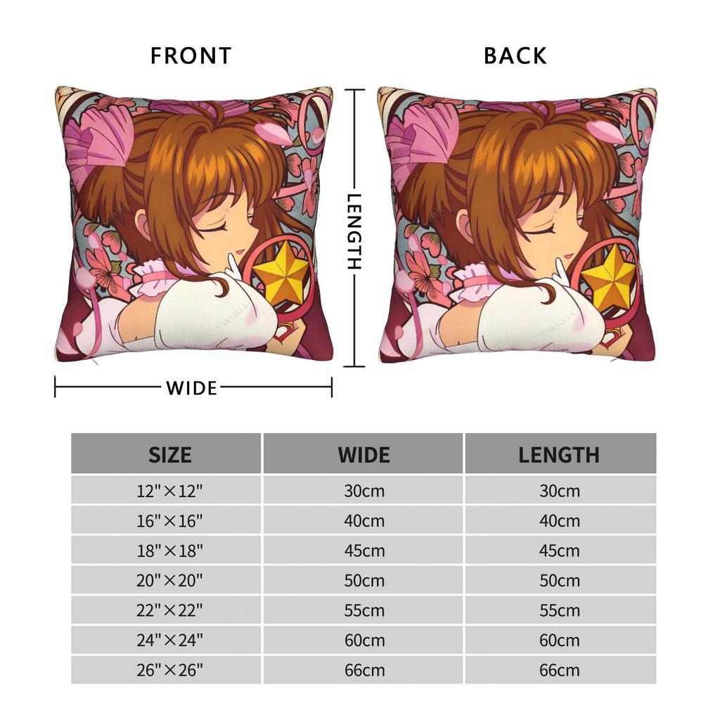Sakura Magical Cartoon Anime Pillow Case Custom Pillow Cover Vintage Pillowcases For Chair Sofa Home Decor