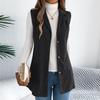 Women's Fashionable Solid Color Sleeveless Lapel Button Vest Jacket