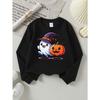 European sizes Girls' Long-Sleeve Crewneck Sweatshirt "Pumpkin" Printed Top, Casual for Celebrations & Everyday Wear
