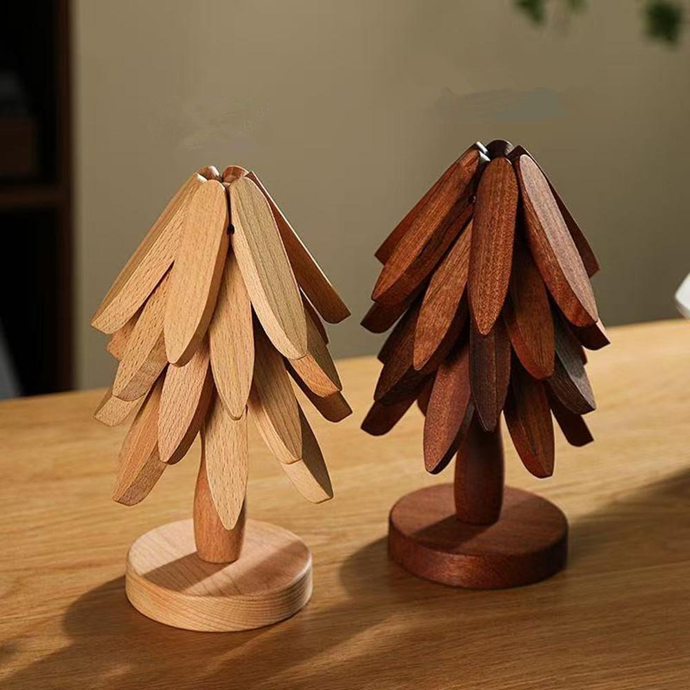 Tree Design Stand Wooden Trivets Decorative Anti Scald Heat Resistant Table Mat Coaster Wood Placemats Pot