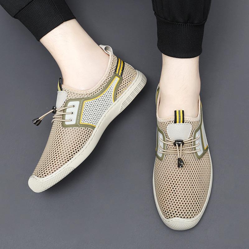Men'S Fly-Woven Shoes Breathable And Lightweight Outdoor Soft-Soled Sneakers Trendy And Hole Running Shoes