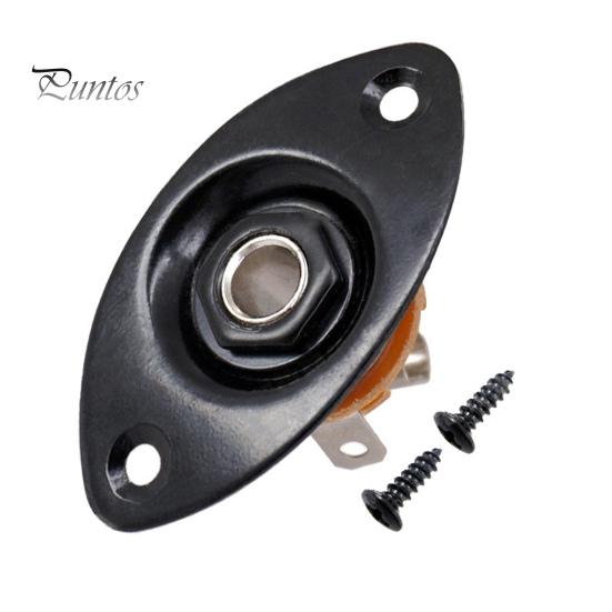 

1/4 овальный входной разъем для электрогитары металлический выходной разъем пластина гнездо с винтами эллиптический кошачий глаз входной разъем гнездо для электрогитары бас чёрный