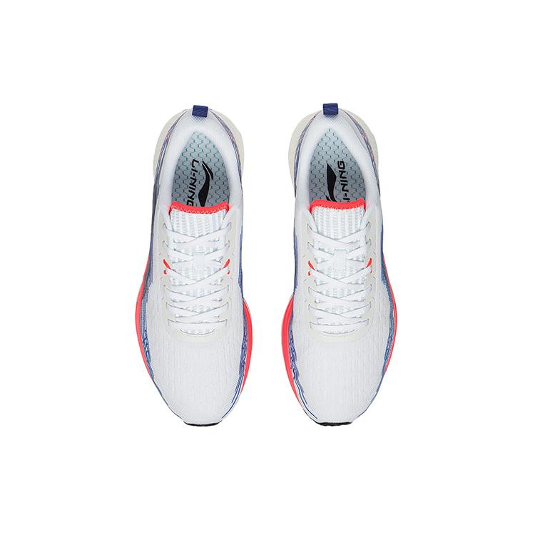 New LiNing Li Ning Running Collection Breathable And Resilient Low Top Running Shoes Men's White Blue ARMS039-2