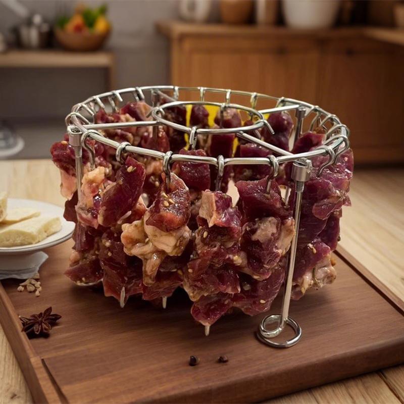Verticale Verwijderbare Grillrek van Roestvrij Staal, Spieshouder, Airfryer Accessoire Met 12/24 Bakprikkers Voor Airfryers