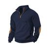 Men's Casual Sports Sweatshirt Jacquard Small Checkered Stand Collar Half Zipper Solid Color Loose Top
