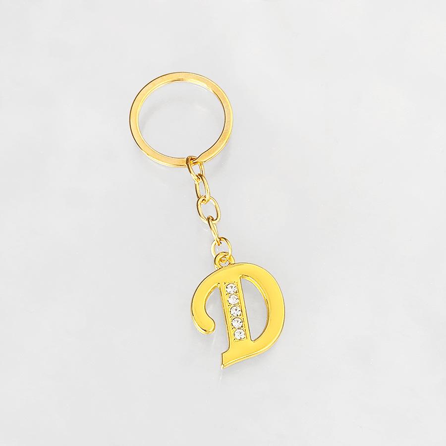 Creative Rhinestone Initials Metal Keychain – Korean Style Car Keyring Party Gift.