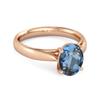 Bague Solitaire Classique Topaze Bleue Londres - Argent Sterling 925 Vermeil Or Rose