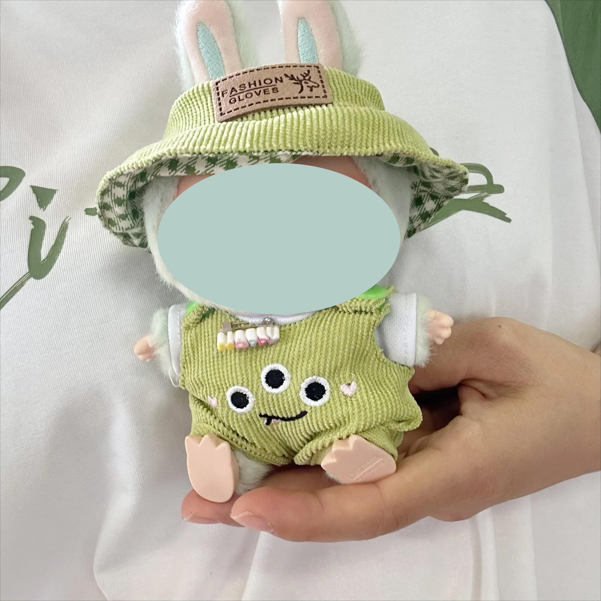 

17 см Мини Плюшевая Кукла Одежда Наряд Аксессуары Для Корея Kpop Labubu Идол Сидящая Вечеринка V1 V2 Осенний комбинезон шапка набор Одежда no doll