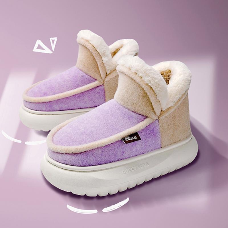 

Мода 2025 Нові Зимові Бавовняні Капці Жіночі Чоловічі Домашні Підлогові Теплі Туфлі М який Плюш Товста Підошва Парні Кімнатні Вуличні Снігові Чоботи 42-43(Fit 25.5-26cm) фіолетовий