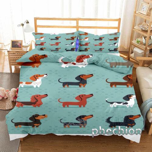 Set copripiumino e federa per bassotto 3D, set di biancheria da letto singolo, matrimoniale, queen size