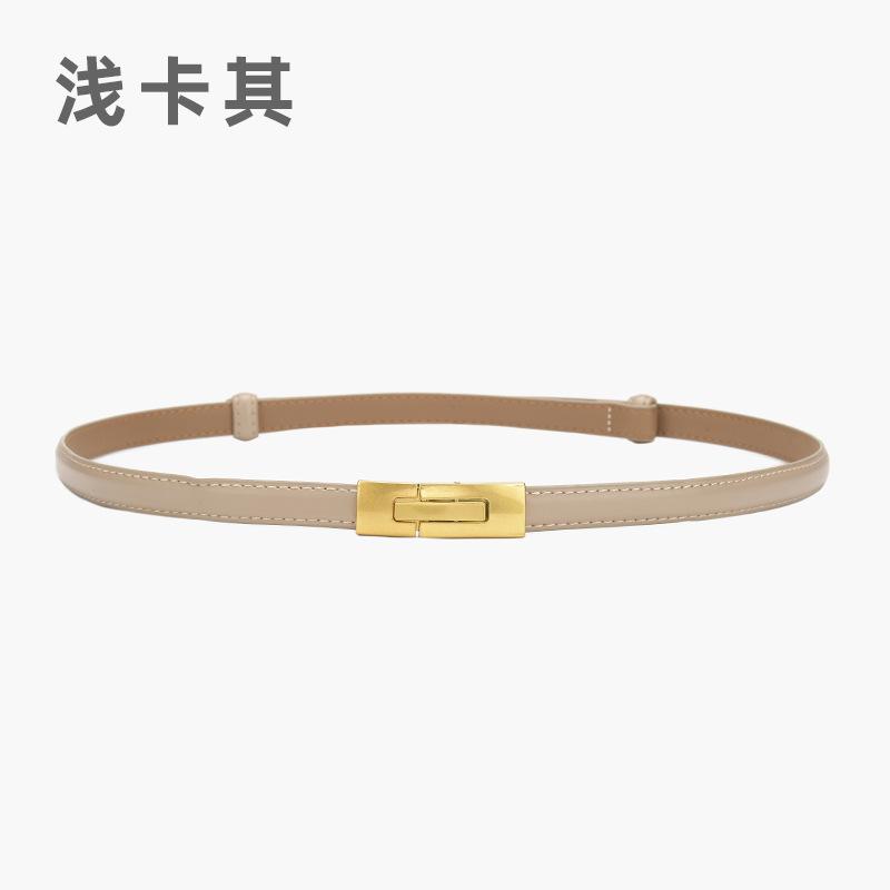 Kvinners skinn tynt belte All-Match Justerbart et par spenner Belte kvinnelig pynt kjole belte