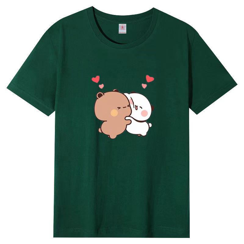 Women Panda Bear Cartoon T Shirt Cute Tshirts Cotton Short Sleeve Girls Print Tees O-Neck Kawaii Tops Casual